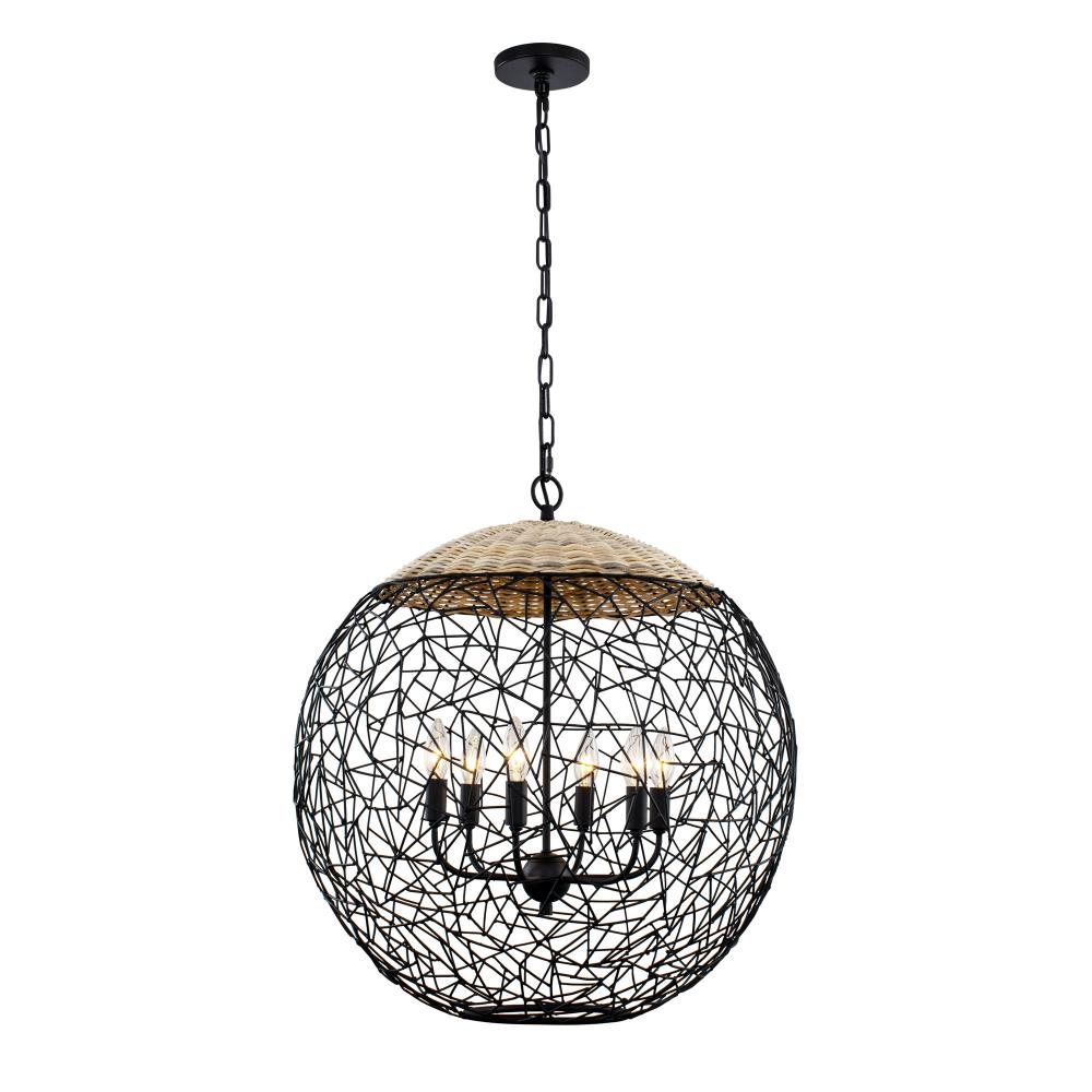 Cayman 6-Lt Orb Pendant - Black