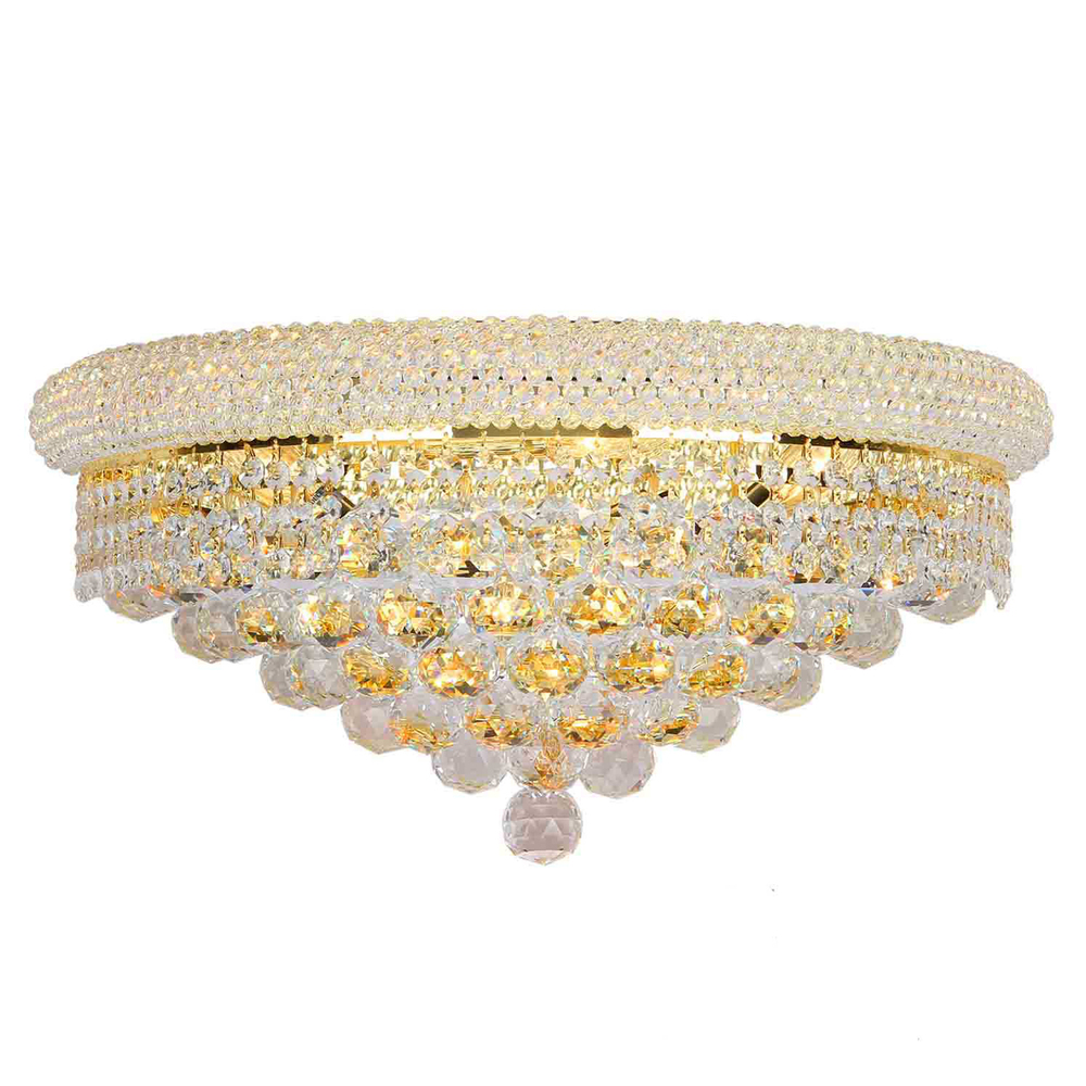 Empire 4-Light Gold Finish and Clear Crystal Wall Sconce Light 20 in. W x 10 in. H Large