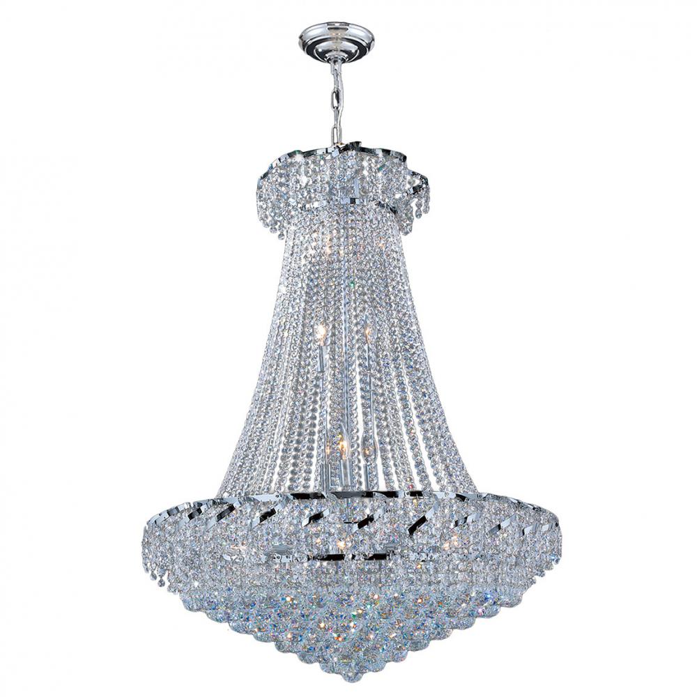 Empire 18-Light Chrome Finish and Clear Crystal Chandelier 30 in. Dia x 38 in. H Round Large