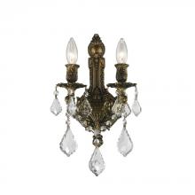 Worldwide Lighting Corp W23314B12 - Versailles 2-Light Antique Bronze Finish Crystal Wall Sconce Light 12 in. W x 13 in. H Medium