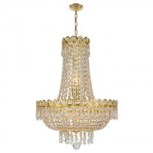 Worldwide Lighting Corp W83049G16 - Empire 8-Light Gold Finish and Clear Crystal Chandelier 16 in. Dia x 20 in. H Round Mini
