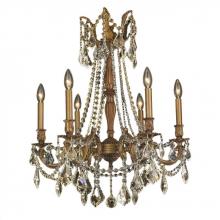 Worldwide Lighting Corp W83305FG23-GT - Windsor 6-Light French Gold Finish and Golden Teak Crystal Chandelier 23 in. Dia x 26 in. H Medium