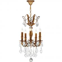 Worldwide Lighting Corp W83319FG15 - Versailles 5-Light French Gold Finish and Clear Crystal Mini Chandelier 15 in. Dia x 22 in. H