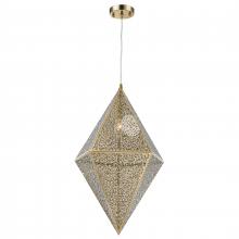 Worldwide Lighting Corp W83431CG14 - Geometrics 1-Light Champagne Gold Finish Finish Stainless Steel Pendant Light 14 in. Dia x 22 in. H