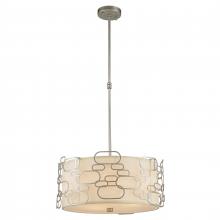 Worldwide Lighting Corp W83443MN20 - Montauk 5-Light Matte Nickel Finish Pendant Light with Ivory Linen drum Shade 20 in. Dia x 9 in. H M
