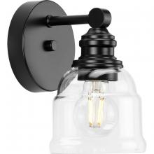 Progress P300373-31M - Ambrose Collection One-Light Farmhouse Matte Black Clear Glass Bath Vanity Light