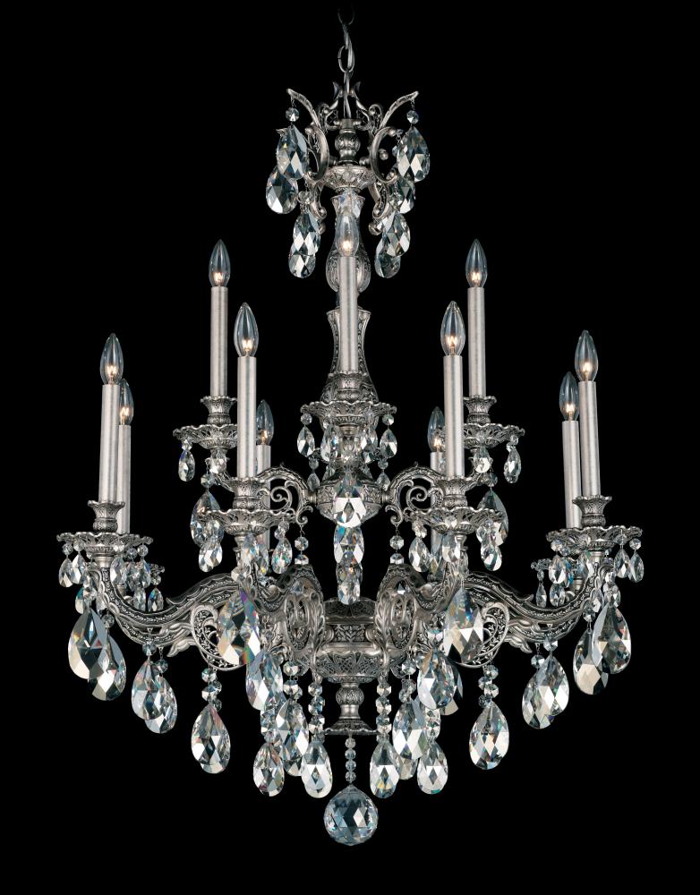 Milano 12 Light 120V Chandelier in Heirloom Gold with Radiance Crystal