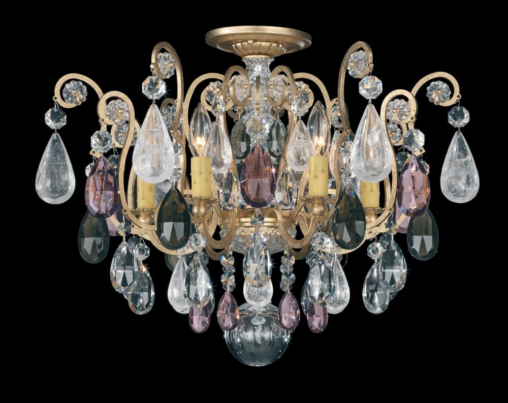 Renaissance Rock Crystal 6 Light 120V Semi-Flush Mount in Heirloom Bronze with Clear Crystal and R