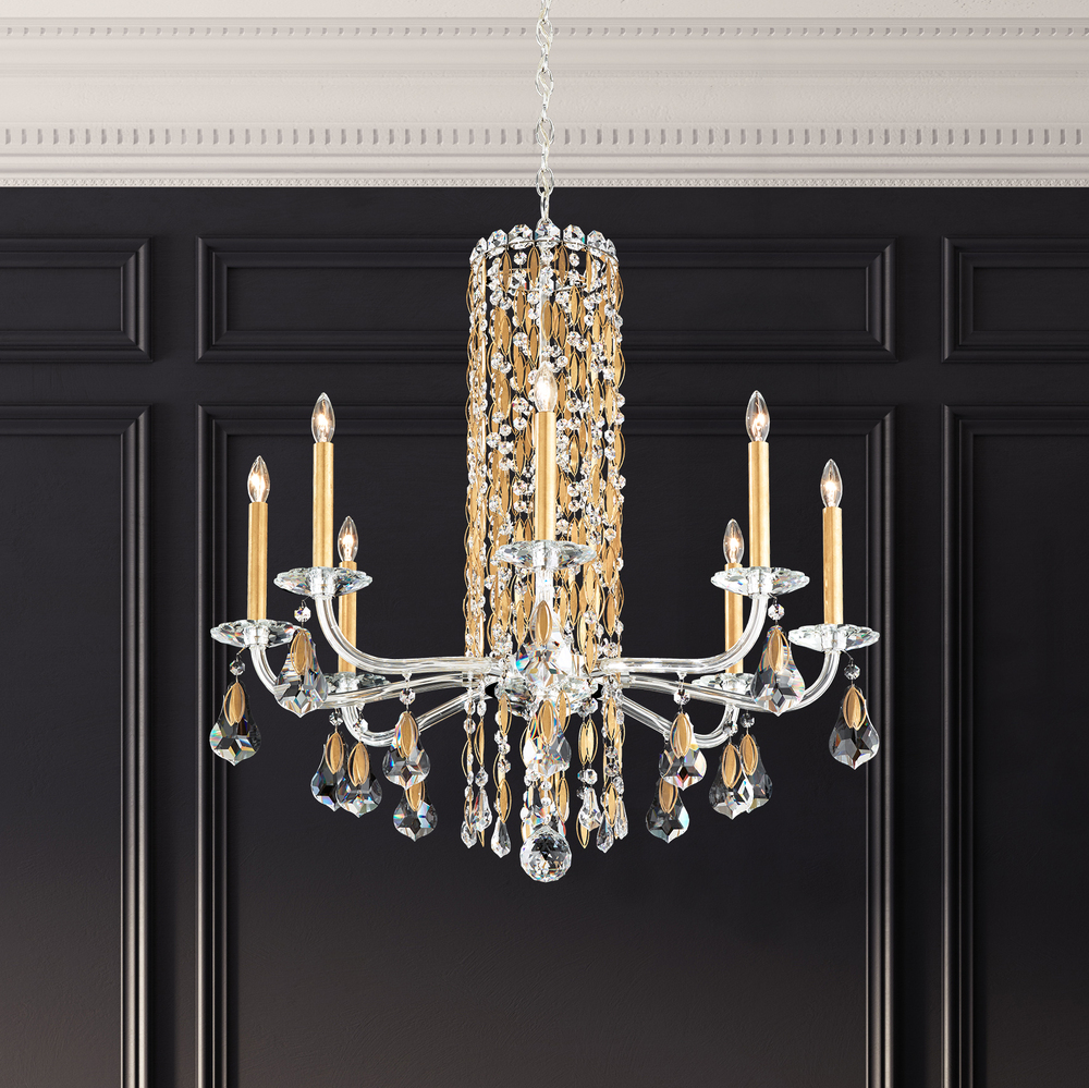 Siena 8 Light 120V Chandelier in Heirloom Gold with Radiance Crystal