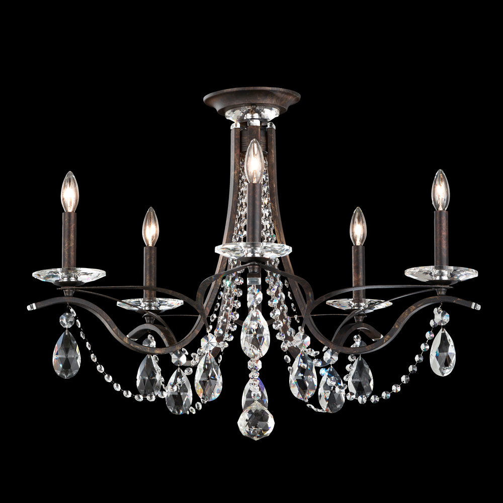 Vesca 5 Light 120V Semi-Flush Mount in Antique Silver with Radiance Crystal