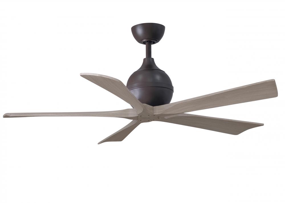 Irene-5 five-blade paddle fan in Textured Bronze finish with 52" with gray ash blades.