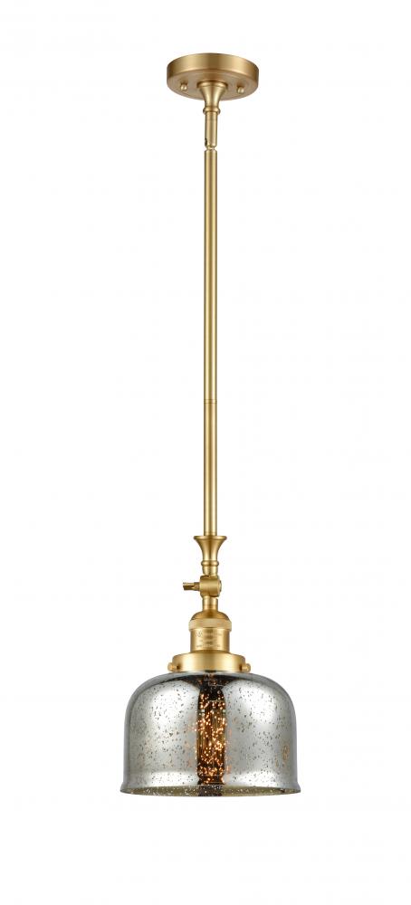 Bell - 1 Light - 8 inch - Satin Gold - Stem Hung - Adjustable Mini Pendant