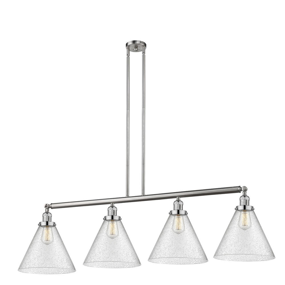 Cone - 4 Light - 56 inch - Brushed Satin Nickel - Stem Hung - Adjustable Island Light