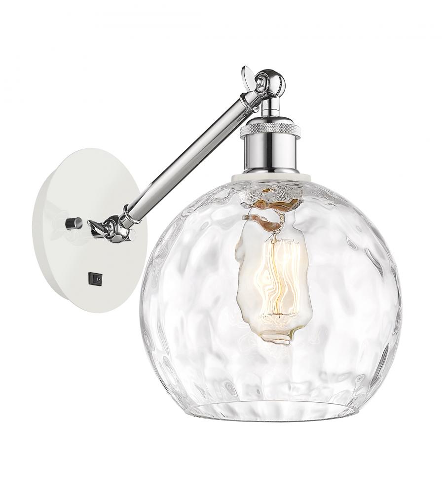 Athens Water Glass - 1 Light - 8 inch - White Polished Chrome - Adjustable Sconce