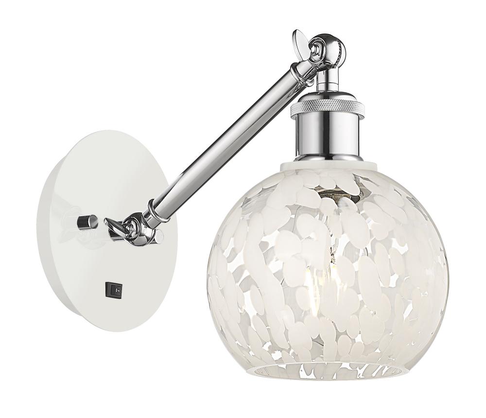 White Mouchette - 1 Light - 6 inch - White Polished Chrome - Adjustable Sconce