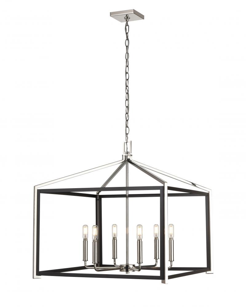 Wiscoy - 6 Light - 24 inch - Black Polished Nickel - Chain Hung - Chandelier