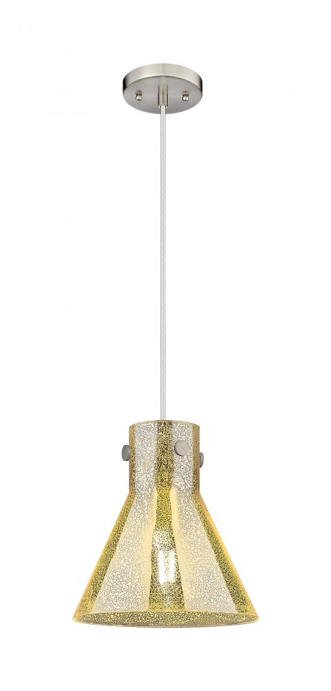 Newton Cone - 1 Light - 10 inch - Satin Nickel - Cord hung - Pendant