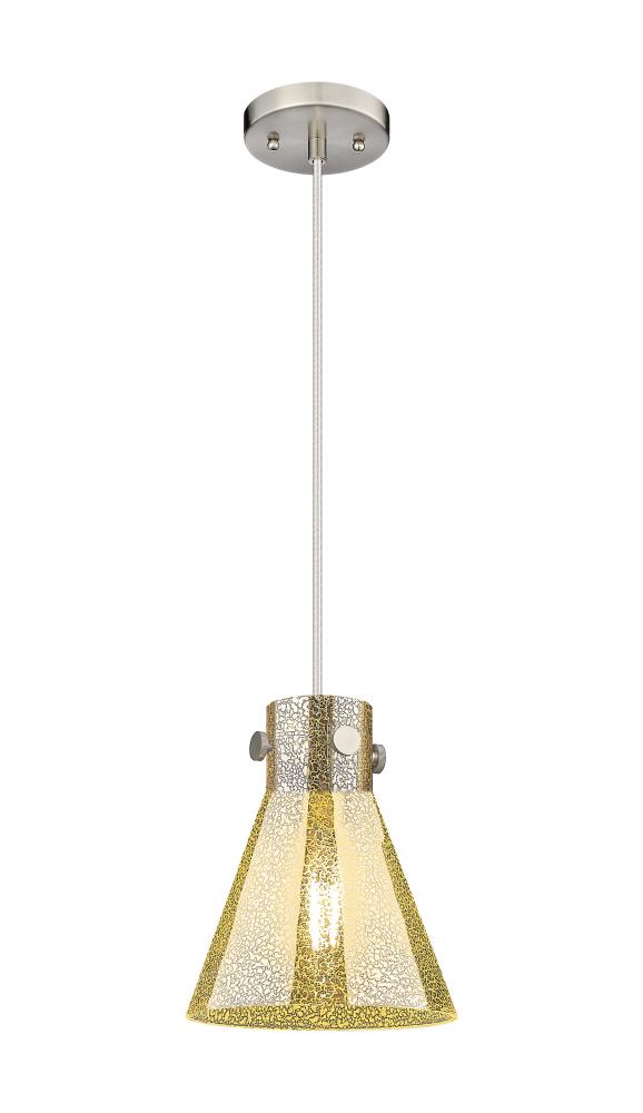 Newton Cone - 1 Light - 8 inch - Brushed Satin Nickel - Cord hung - Pendant
