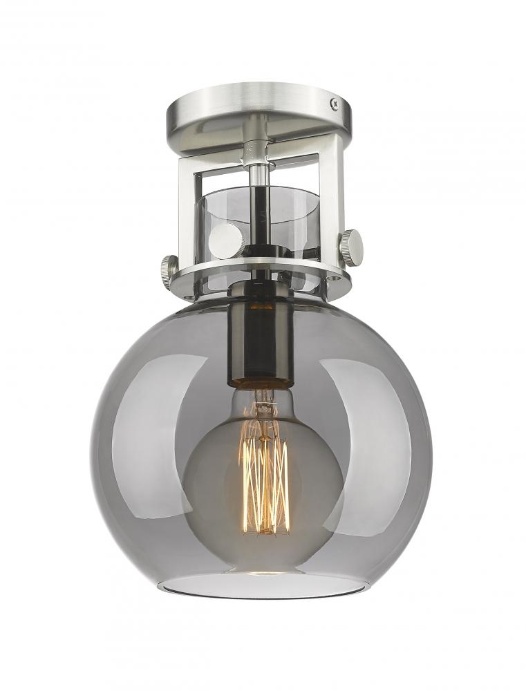Newton Sphere - 1 Light - 8 inch - Satin Nickel - Flush Mount
