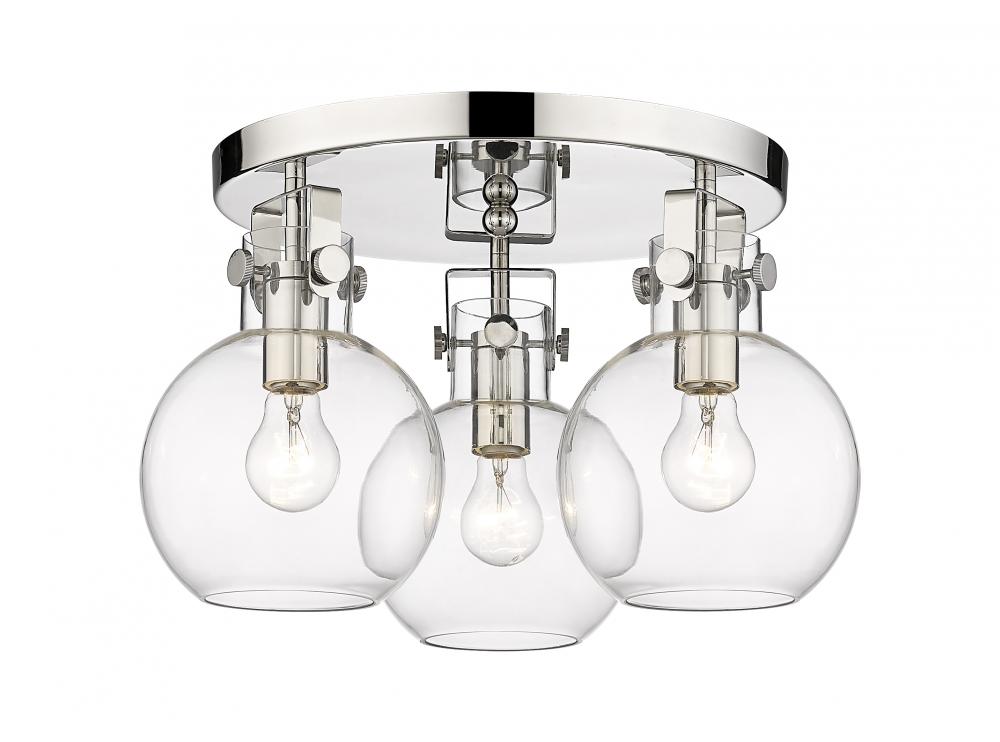 Newton Sphere - 3 Light - 18 inch - Polished Nickel - Flush Mount