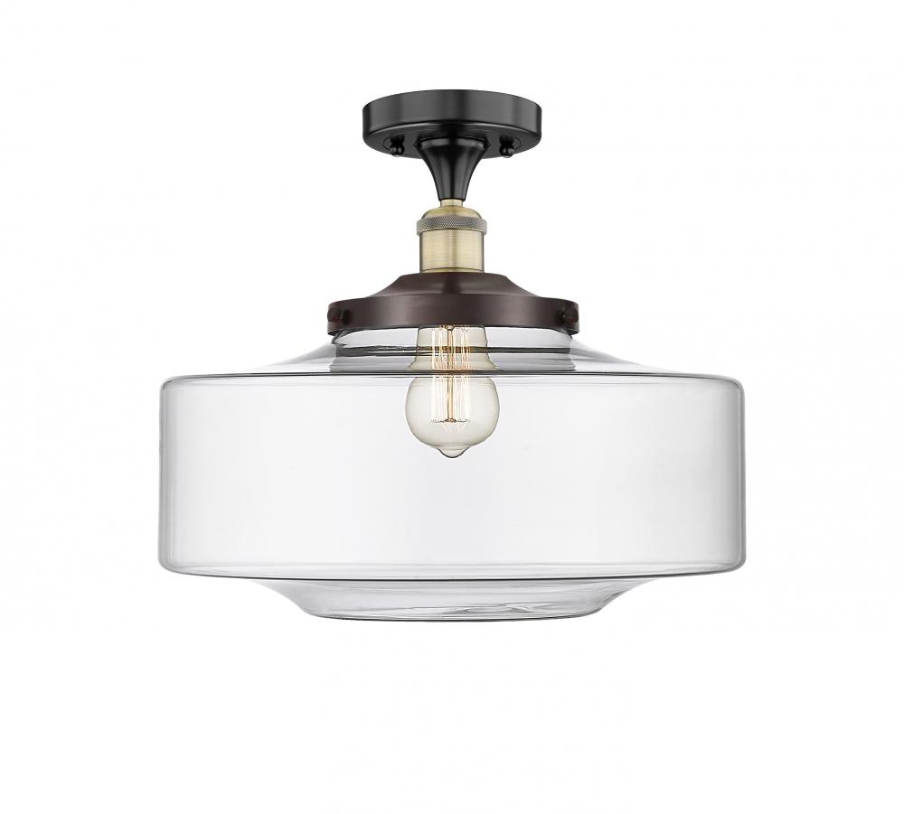 Bridgeton - 1 Light - 16 inch - Black Antique Brass - Semi-Flush Mount