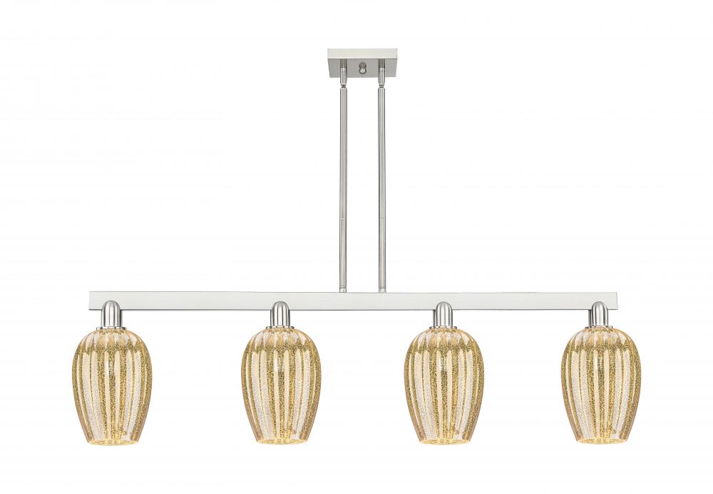 Preston Flute - 4 Light - 48 inch - Brushed Satin Nickel - Cord hung - Island Light
