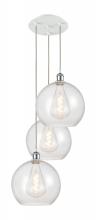Innovations Lighting 113B-3P-WPC-G124-12 - Athens - 3 Light - 18 inch - White Polished Chrome - Cord Hung - Multi Pendant
