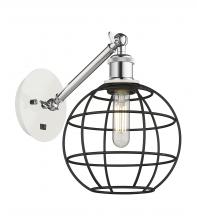 Innovations Lighting 317-1W-WPC-CE-8-BK - Lake Placid - 1 Light - 8 inch - White Polished Chrome - Adjustable Sconce