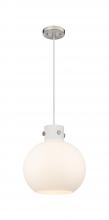 Innovations Lighting 410-1PM-SN-G410-12WH - Newton Sphere - 1 Light - 12 inch - Brushed Satin Nickel - Cord hung - Mini Pendant