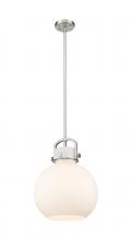 Innovations Lighting 410-1SM-SN-G410-12WH - Newton Sphere - 1 Light - 12 inch - Brushed Satin Nickel - Stem Hung - Mini Pendant