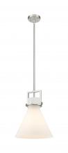 Innovations Lighting 411-1SM-SN-G411-12WH - Newton Cone - 1 Light - 12 inch - Brushed Satin Nickel - Stem Hung - Mini Pendant