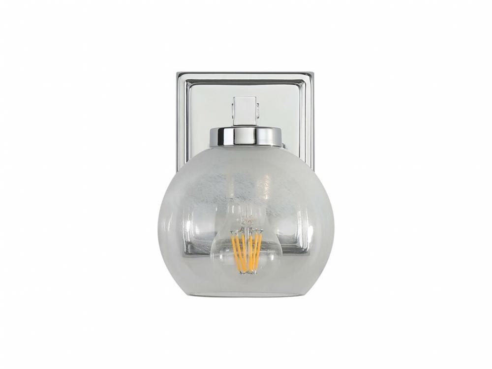 Elliott 1-Light Vanity Light in Chrome with Alabaster Shade
