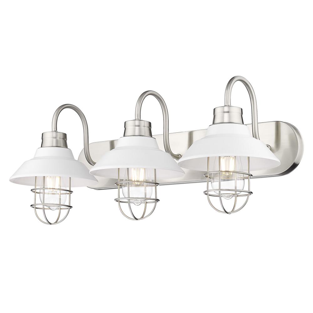 Lana 3 Light Bath Vanity in Pewter with Matte White Shade