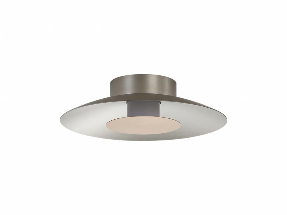 Luma LED Flush Mount - 12" in Sand Nickel with French Gold Shade