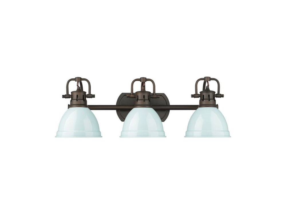 Duncan 3-Light Bath Vanity in Rubbed Bronze with Seafoam