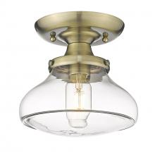 Golden 3419-SF AB-CLR - Nash Semi-Flush in Aged Brass with Clear Glass