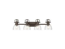 Golden 3602-BA4 RBZ-CLR - Duncan 4-Light Bath Vanity in Rubbed Bronze with Clear Glass