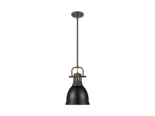 Golden 3604-S RBZ-BLK - Duncan Small Pendant with Rod in Rubbed Bronze with Matte Black