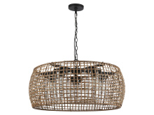 Golden 1067-O5P NB-MAW - Piper 5 Light Pendant - Outdoor in Natural Black with Maple All-Weather Wicker Shade