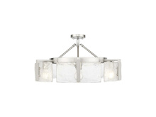Golden 3164-6SF PW-HWG - Aenon 6-Light Semi-Flush in Pewter with Hammered Water Glass Shade