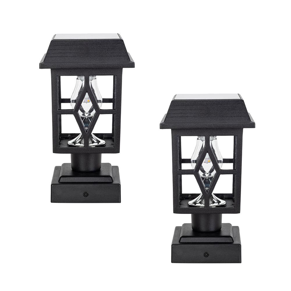 Luna II Solar Post Cap/Pier Mount Light  Black 2 PK