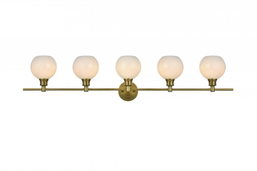 Collier 5 Light Satin Gold and Frosted White Glass Wall Sconce