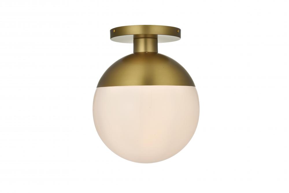 Eclipse 12 Inch Flush Mount Frosted White Shade in Satin Gold