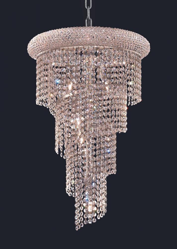 Spiral 8 Light Chrome Pendant Clear Royal Cut Crystal
