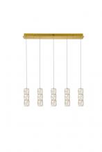 Elegant 3500D5G - Polaris LED Light Gold Pendant Clear Royal Cut Crystal