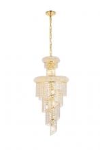 Elegant V1800SR16G/RC - Spiral 10 Light Gold Pendant Clear Royal Cut Crystal